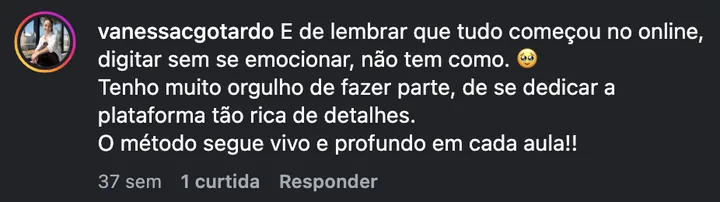 Comentário de @vanessacgotardo no Instagram
