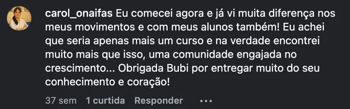 Comentário de @carol_onaifas no Instagram