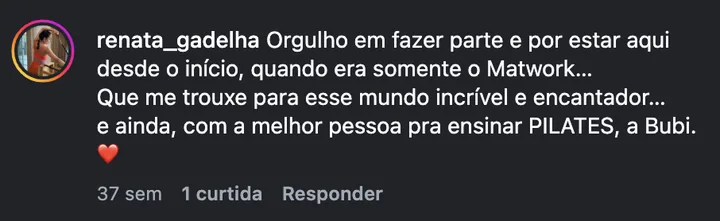 Comentário de @renata_gadelha no Instagram