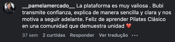 Comentário de @__pamelamercado__ no Instagram