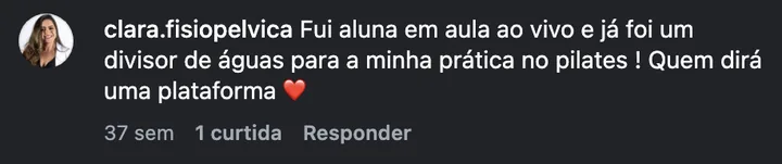 Comentário de @clara.fisiopelvica no Instagram