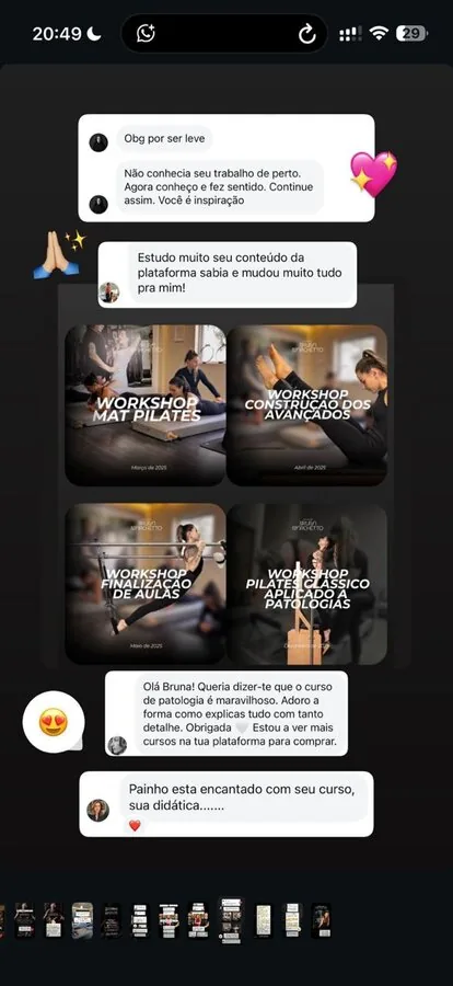 Mensagem de aluna no WhatsApp